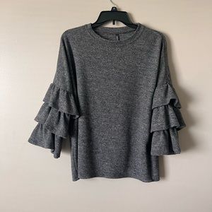 Sweater ruffle sleeve top